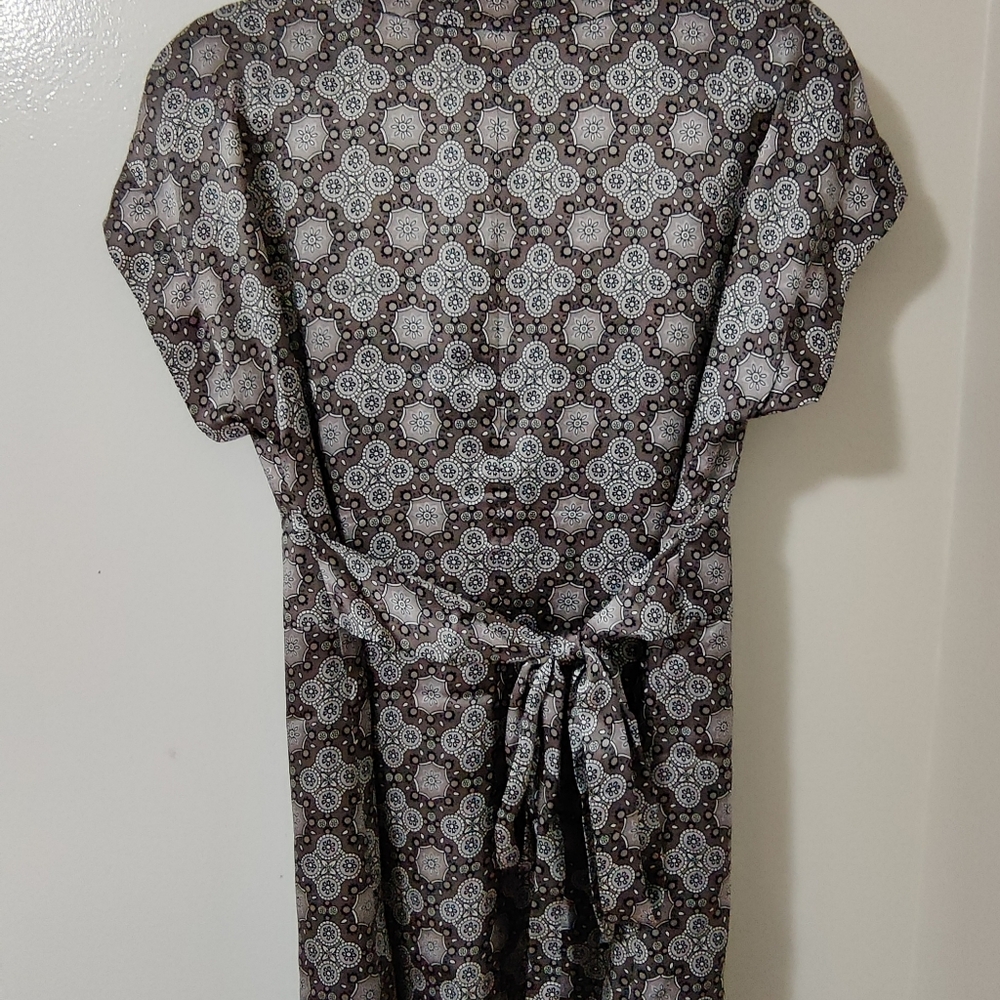 TED BAKER LONDON TB 3 US 6 Silk Tie Back Dress in Gray Multi Geometric Print 👗 - Picture 5 of 9
